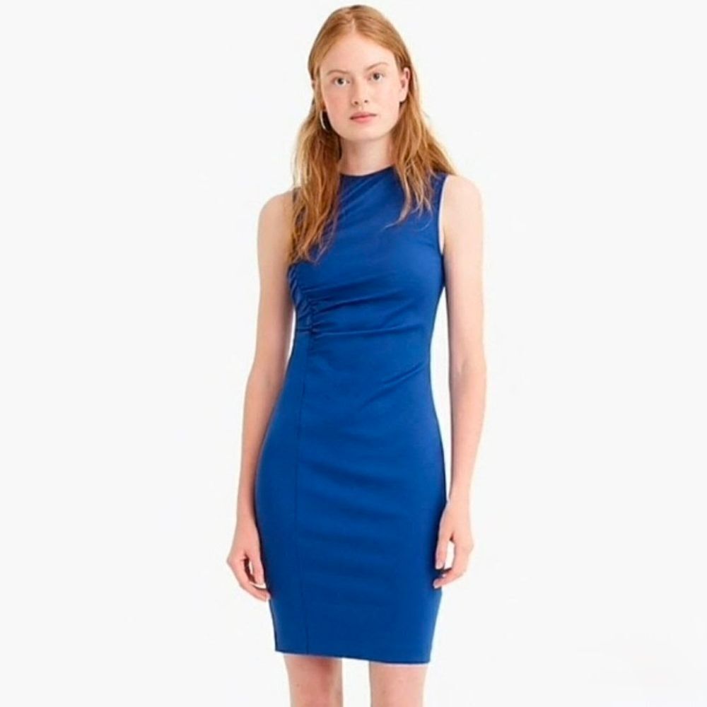 J. Crew 365 Vibrant Cobalt Blue Stretch Ponte Ruched Shift Dress Womens 14